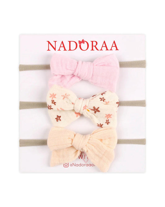 Kicks & Crawl Pink Buttercup Flower Headband-Cotton & Lycra-Pack of 3-For Infants