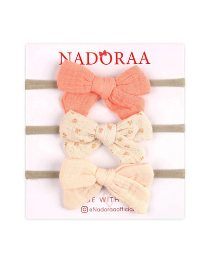 Kicks & Crawl Orange, Peach & Cream Little Bloomers Headband-Cotton & Lycra-Pack of 3-For Infants