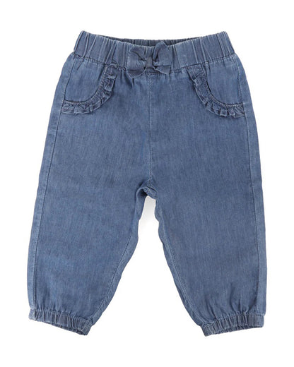 Kicks & Crawl Blue Baby Bow Jogger-Denim-For Infants