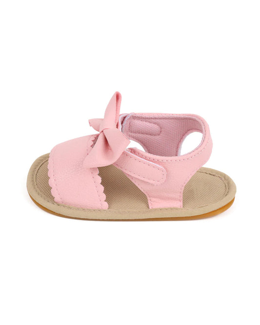 Kicks & Crawl Pink Twisted Bow Velcro Sandals-For Infants