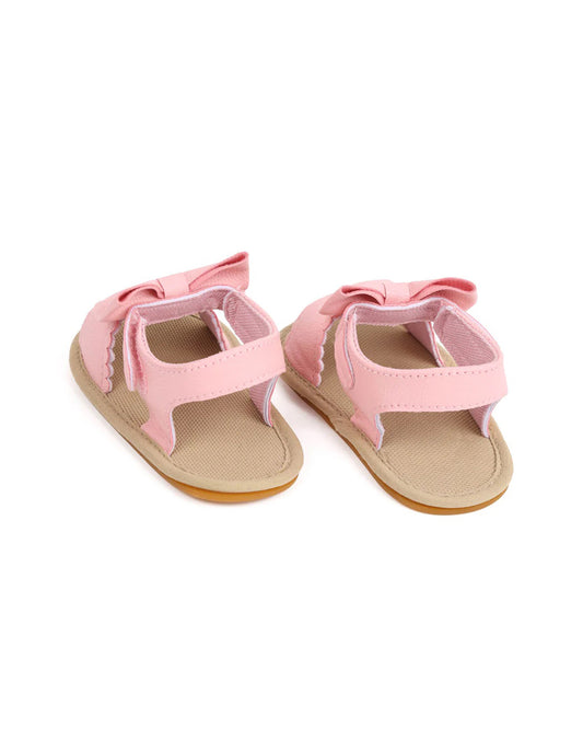 Kicks & Crawl Pink Twisted Bow Velcro Sandals-For Infants