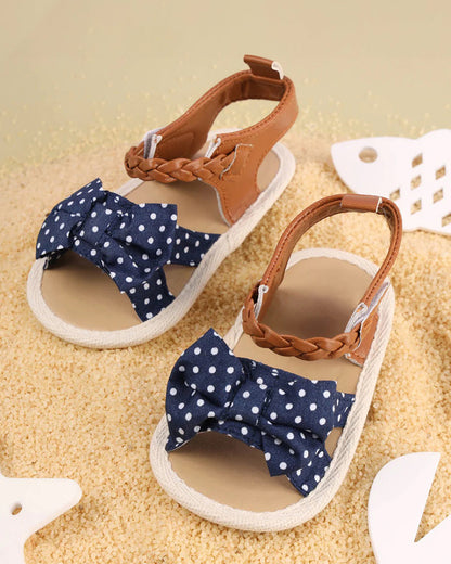 Kicks & Crawl Blue Pretty Polka Velcro Sandals-For Infants