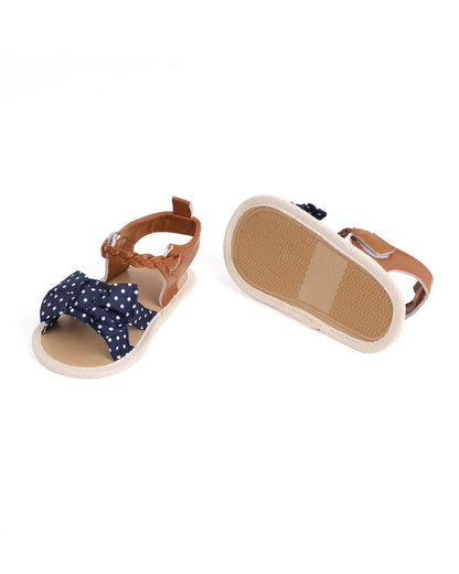 Kicks & Crawl Blue Pretty Polka Velcro Sandals-For Infants