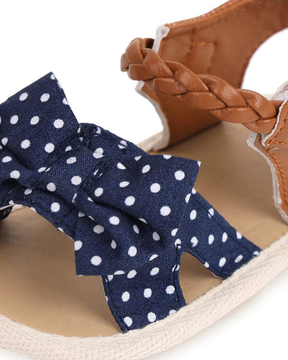 Kicks & Crawl Blue Pretty Polka Velcro Sandals-For Infants