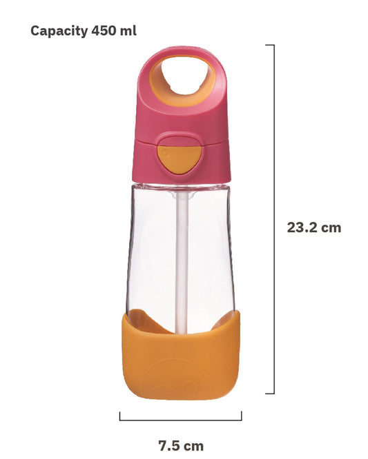 b.box Tritan Straw Sipper-With Easy to Hold Handle-Strawberry Shake Pink Orange