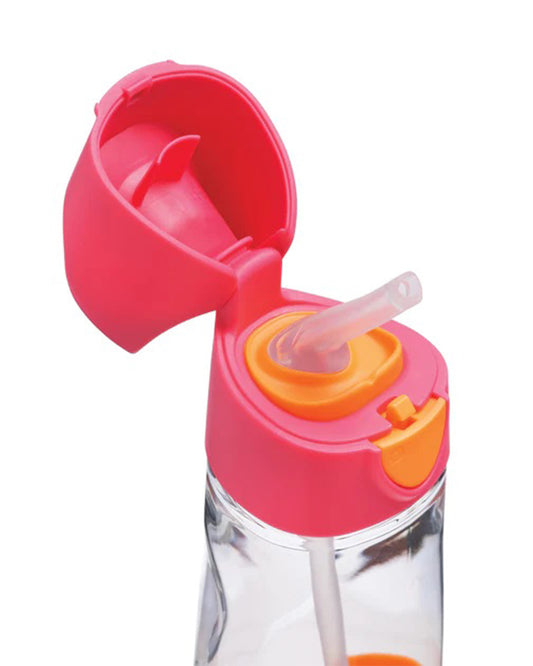 b.box Tritan Straw Sipper-With Easy to Hold Handle-Strawberry Shake Pink Orange