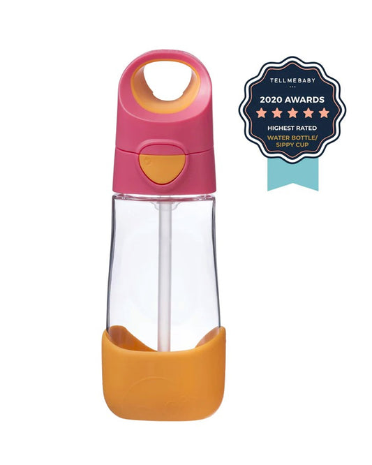 b.box Tritan Straw Sipper-With Easy to Hold Handle-Strawberry Shake Pink Orange