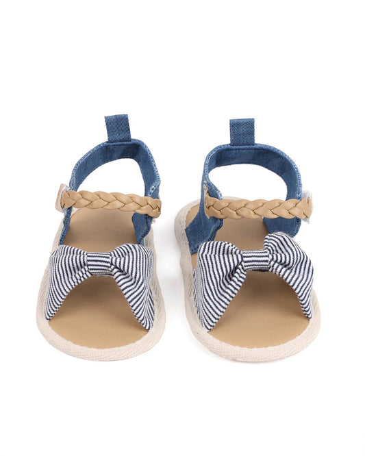 Kicks & Crawl Blue Knotted Stripes Velcro Sandals-For Infants