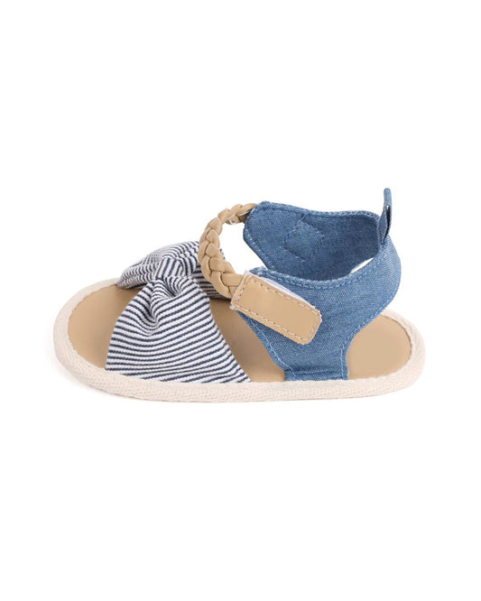 Kicks & Crawl Blue Knotted Stripes Velcro Sandals-For Infants