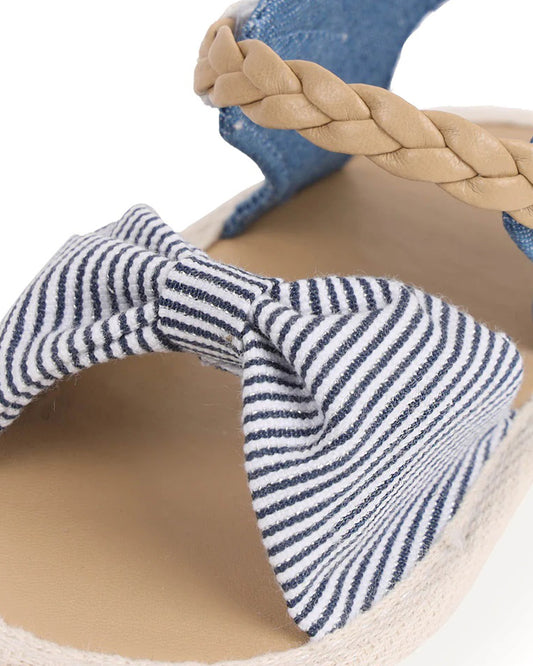 Kicks & Crawl Blue Knotted Stripes Velcro Sandals-For Infants