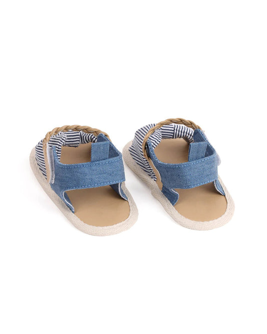 Kicks & Crawl Blue Knotted Stripes Velcro Sandals-For Infants