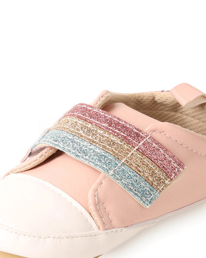 Kicks & Crawl Pink Rainbows and Shimmer Slip On Shoes-For Infants