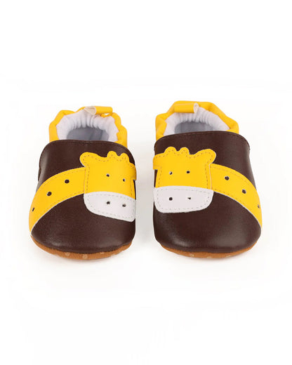 Kicks & Crawl Brown Baby Giraffe Elastic Gore Shoes-For Infants