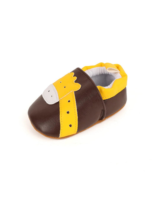 Kicks & Crawl Brown Baby Giraffe Elastic Gore Shoes-For Infants