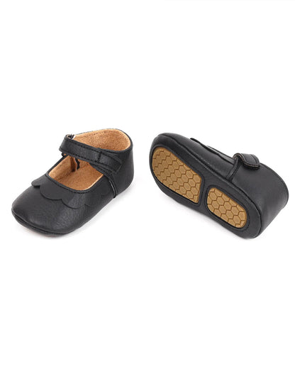 Kicks & Crawl Black Ruffle Velcro Bellies-For Infants