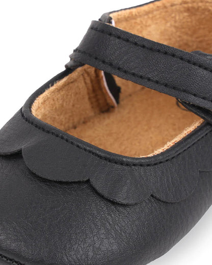 Kicks & Crawl Black Ruffle Velcro Bellies-For Infants