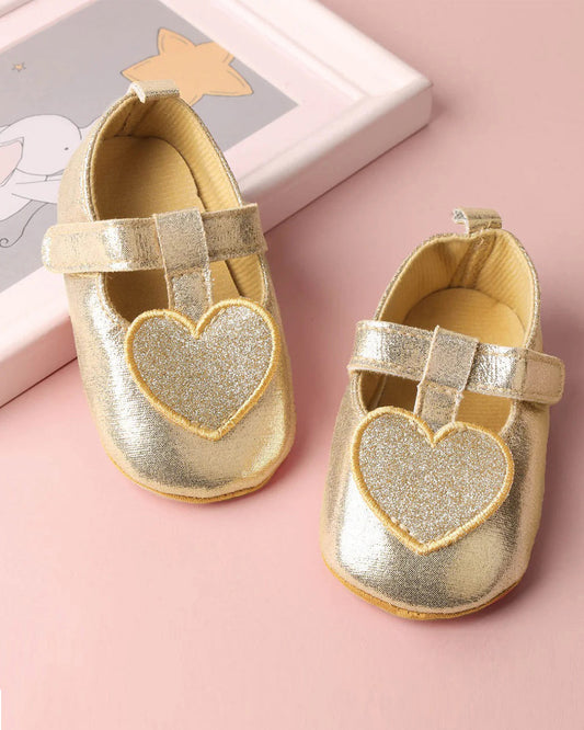 Kicks & Crawl Golden Hearts Velcro Bellies-For Infants