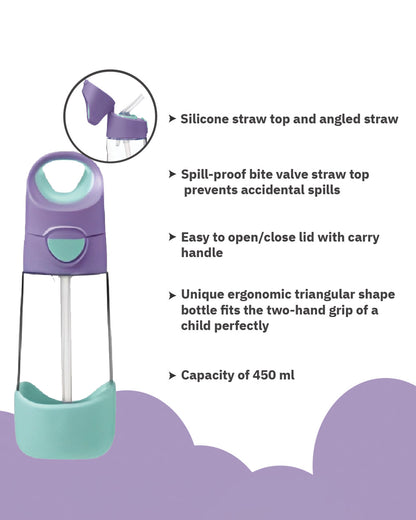 b.box School Essentials Kit-Mini Lunch Box(1000ml)-Tritan Straw Sipper(450ml)-Lilac Pop-3Y+