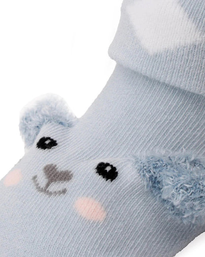 Kicks & Crawl Yellow & Grey Adorable Animal Socks-Cotton & Polyester-Pack of 2-For Infants