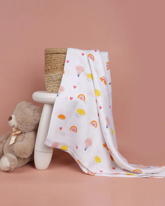 Kicks & Crawl Pink Rainbow Swaddle-100% Bamboo-Infant Wraps