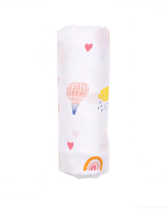 Kicks & Crawl Pink Rainbow Swaddle-100% Bamboo-Infant Wraps