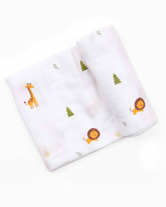 Kicks & Crawl Forest Friends Swaddle-GOTS Certified Organic Cotton Muslin-Pack of 2-Infant Wraps