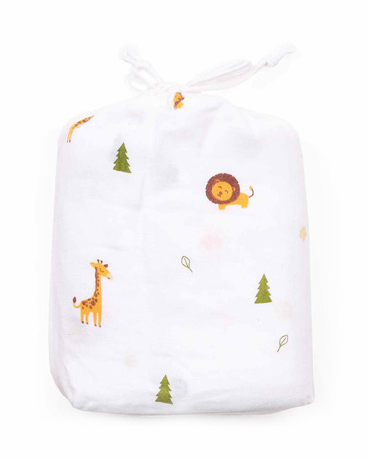 Kicks & Crawl Forest Friends Swaddle-GOTS Certified Organic Cotton Muslin-Pack of 2-Infant Wraps