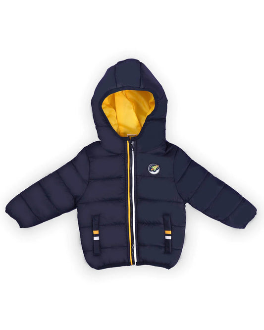 Kicks & Crawl Navy Blue Space Star Puffer Jacket-Cotton Blend-For Infants