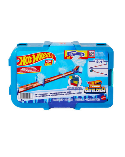 Hot Wheels Track Set With 1 Hot Wheels Car-10 Track Pieces In A Modular & Stackable Storage Box-Ice Themed Track Set-Vehicle Toy-9M+