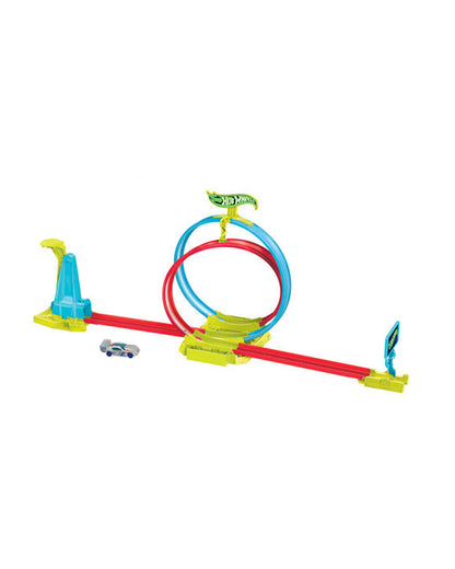 Hot Wheels Neon Speeders Track Set With 1 Hot Wheels Car-Laser Stunt Slamway-Tri-Colored Track-Connects To Other Sets-Vehicle Toy-9M+