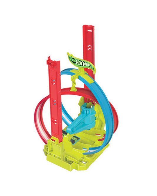 Hot Wheels Neon Speeders Track Set With 1 Hot Wheels Car-Laser Stunt Slamway-Tri-Colored Track-Connects To Other Sets-Vehicle Toy-9M+