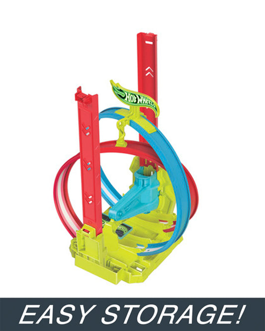 Hot Wheels Neon Speeders Track Set With 1 Hot Wheels Car-Laser Stunt Slamway-Tri-Colored Track-Connects To Other Sets-Vehicle Toy-9M+