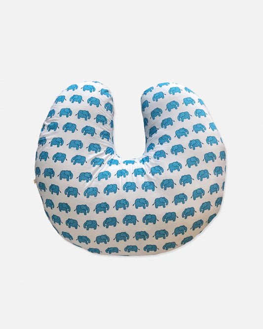 The Almirah 100% Cotton Baby Breastfeeding Pillow-Lightweight-Haathi March-Blue-For Nursing