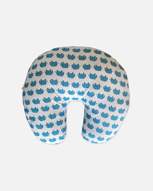 The Almirah 100% Cotton Baby Breastfeeding Pillow-Lightweight-Haathi March-Blue-For Nursing