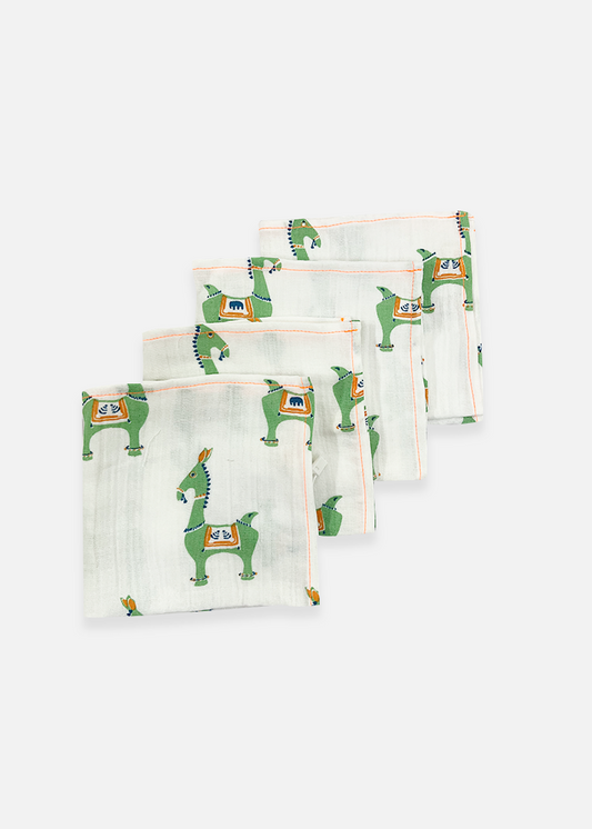 The Almirah Organic Cotton Cloth Baby Wipe-Bankura-Multi Purpose & Reusable-Pack of 4