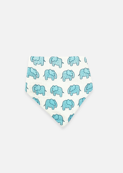 The Almirah Organic Cotton Drool Bib-Blue Haathi March-For Infants