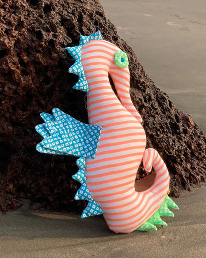 The Almirah Orange Seahorse Soft Toy-Plush Cuddly Toy For Newborn