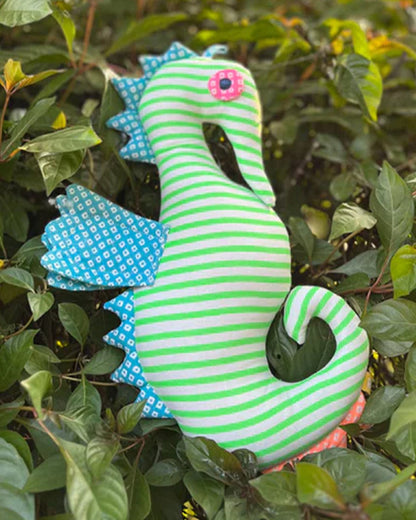 The Almirah Green Seahorse Soft Toy-Plush Cuddly Toy For Newborn