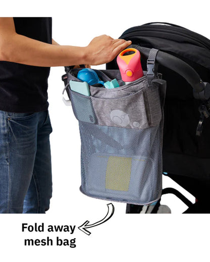 b.box Stroller and Pram Organiser-Adjustable Straps-Multiple Storage Compartments-Black Mama Chic