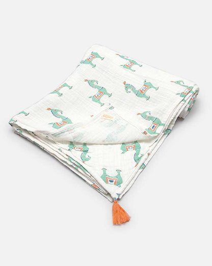 The Almirah Bankura Green Swaddle-Organic Muslin Cotton-Infant Wraps