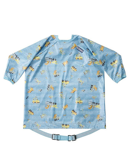 Bibado Long Sleeve Coverall Weaning Bib-Speedy Dinos Turquoise-Adjustable Straps-For Infants