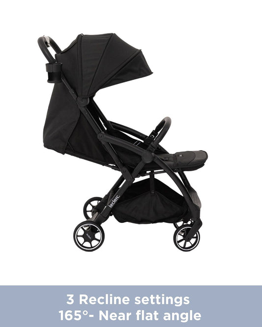 Leclerc Magic Fold Plus Lightweight Baby Stroller & Joie Gemm Car Seat Travel System-Stroller: (Cabin Friendly, One Touch Fold, For 6M to 5Y)-Car Seat: (Airline Certified, Side Impact Protection, Upto 13 Kg)-Includes Car Seat Adapters-Black & Shale