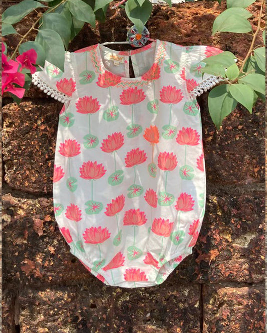 The Almirah Pink Romper-Lotus-Cotton-For Infants