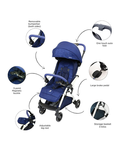 Leclerc Hexagon Ligthweight Baby Stroller & Diaper Bag-Air Cabin Friendly-Flat Reclining Seat-One Touch Fold-Includes Travel Bag-2 Years Warranty-for 6M to 5Y (Upto 22Kg)-Monte Carlo