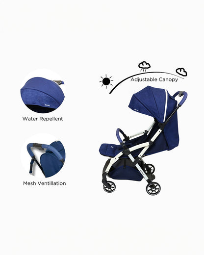 Leclerc Hexagon Ligthweight Baby Stroller & Diaper Bag-Air Cabin Friendly-Flat Reclining Seat-One Touch Fold-Includes Travel Bag-2 Years Warranty-for 6M to 5Y (Upto 22Kg)-Monte Carlo