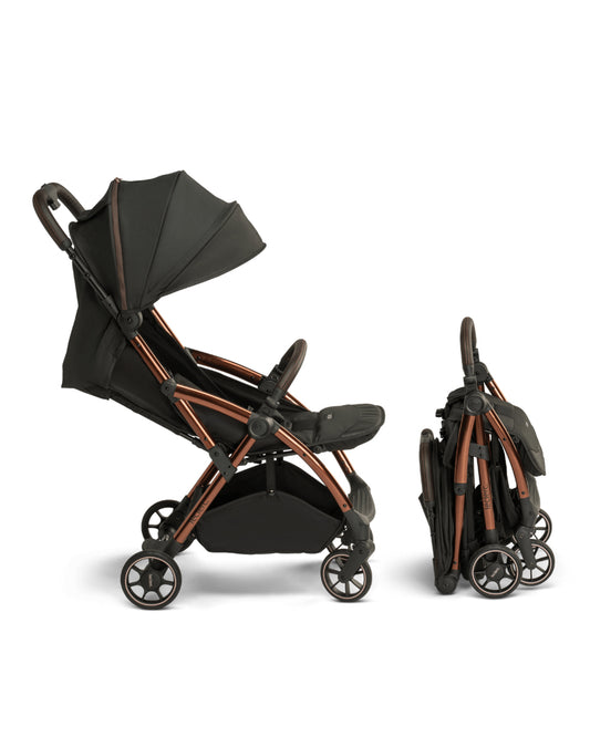 Leclerc Influencer Lightweight Baby Stroller & Joie Gemm Car Seat Travel System-Stroller: (Cabin Friendly, One Touch Fold, For 6M to 5Y)-Car Seat: (Airline Certified, Side Impact Protection, Upto 13 Kg)-Includes Car Seat Adapters-Black Brown & Shale