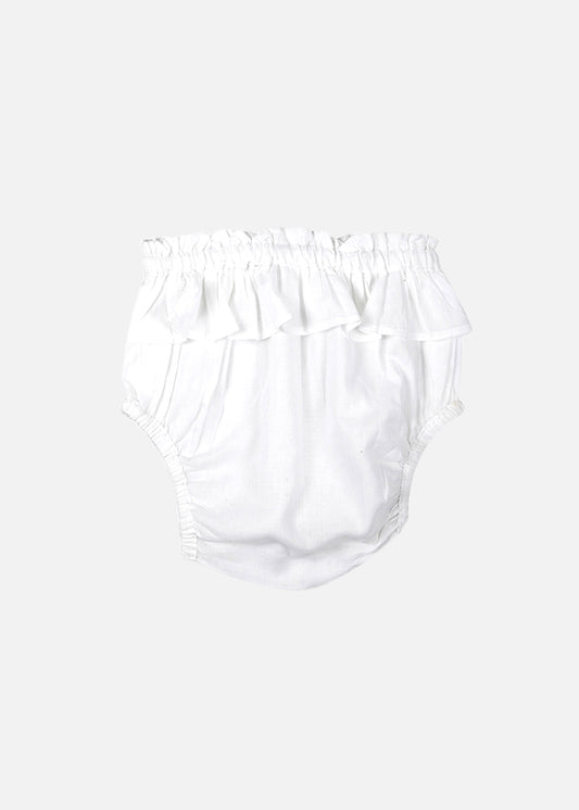 The Almirah White Frilly Knicker-Solid-Cotton-For Infants