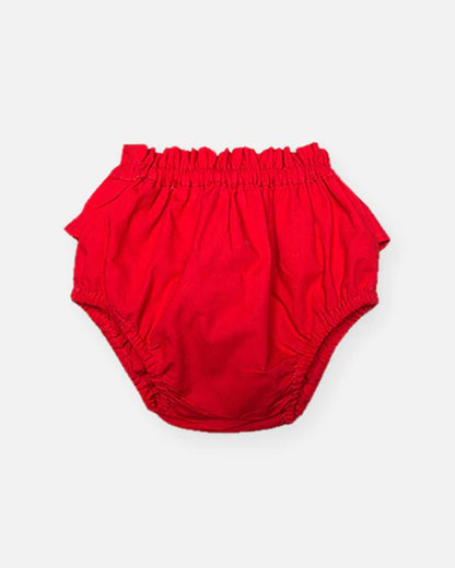 The Almirah Red Frilly Knicker-Solid-Cotton-For Infants