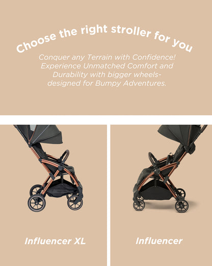 Leclerc Influencer XL Stroller-Air Cabin Friendly-Flat Reclining Seat-One Touch Fold-With Large Frame and Wheels-Includes Travel Bag-2 Years Warranty-for 6M to 5Y (Upto 22Kg)-Army Green