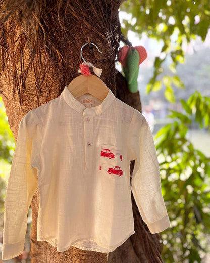 The Almirah Red Shirt-Taxi-Cotton-For Infants